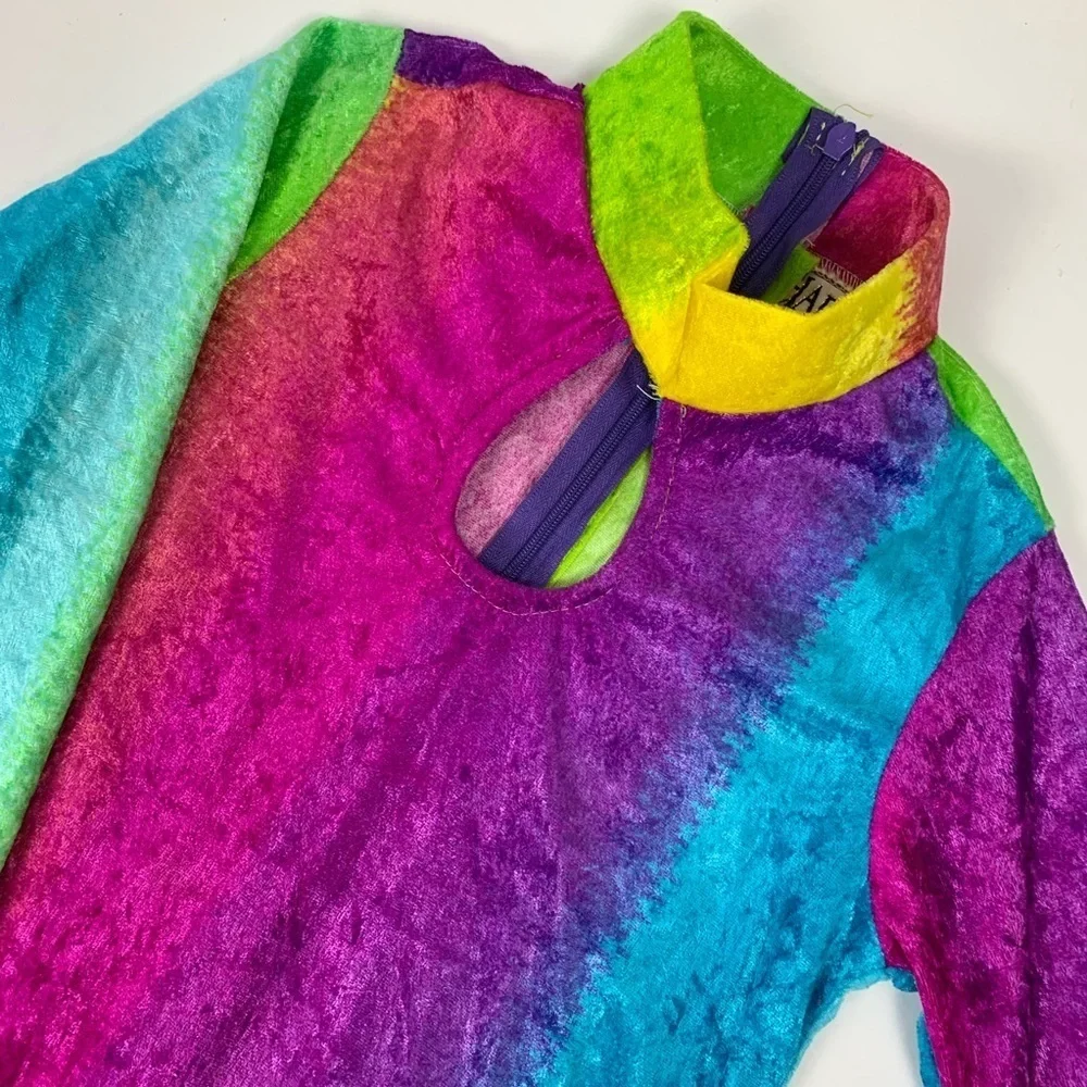 Charades Rainbow Keyhole Dress 1960 1970 Costume For Dress Up Size XS Fits 4-6